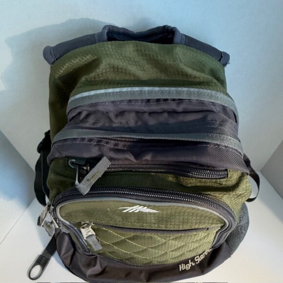High Sierra Olive Green Padded Backpack Suspension Strap System Hiking Camping - Picture 3 of 10